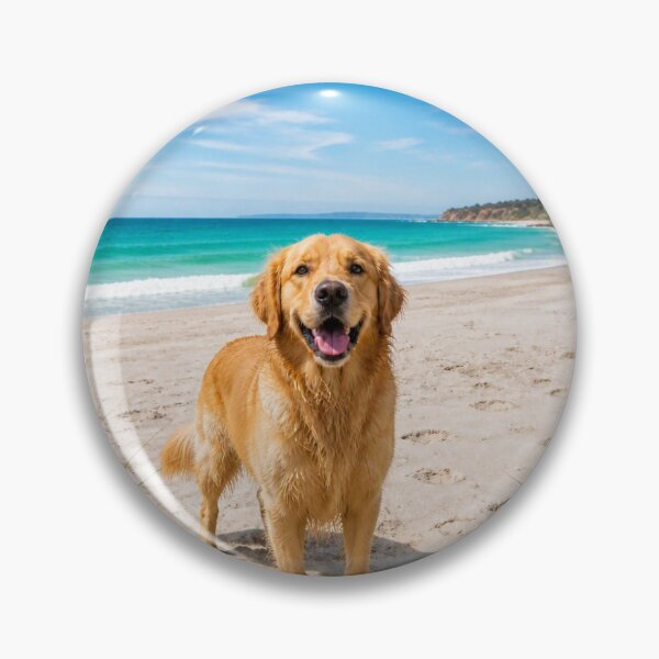 Item preview, Golden Retriever on beach designed and sold by lykens-luzesky.