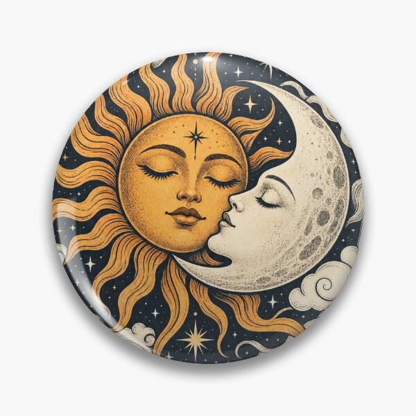 Item preview, Celestial Sun and Moon Vintage Illustration designed and sold by Badaabing.