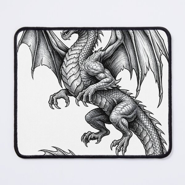 Item preview, Flying Dragon Fantasy Tattoo – Vintage Engraving Style designed and sold by DragonSerpent Ink.