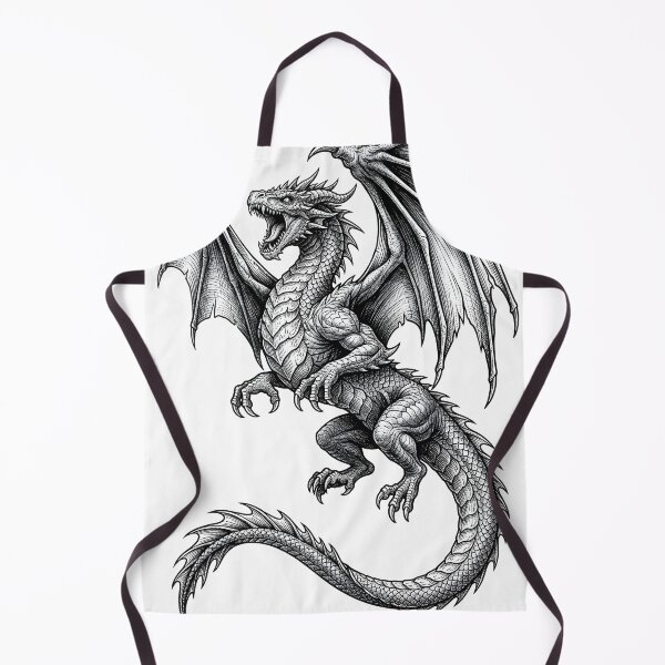 Item preview, Flying Dragon Fantasy Tattoo – Vintage Engraving Style designed and sold by DragonSerpent Ink.