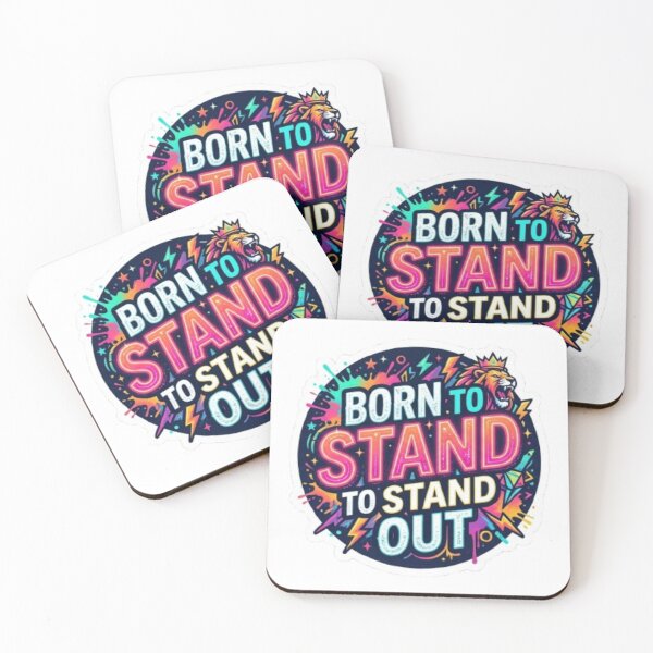 Item preview, BORN TO STAND OUT Vibrant Neon Lion Quote  designed and sold by MR4me.
