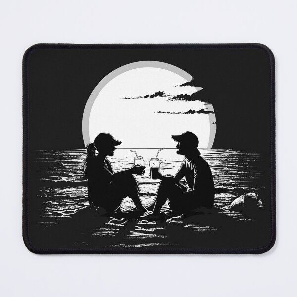 Item preview, Sunset Beach Couple Romantic Ocean Silhouette with Drinks designed and sold by inkoutninja.
