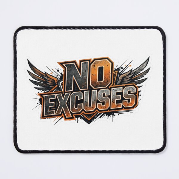 Item preview, NO EXCUSES - Bold Winged Gym Motivation designed and sold by MR4me.