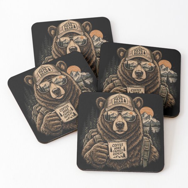 Item preview, Papa Bear – Coffee Hike Family Repeat Vintage Hiking & Camping Bear designed and sold by nasr-say.