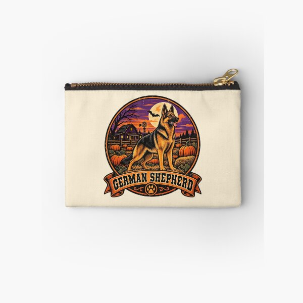 Item preview, German Shepherd Halloween Shirt – Retro Pumpkin Patch Guard Dog Badge Design designed and sold by Globalcitytees.
