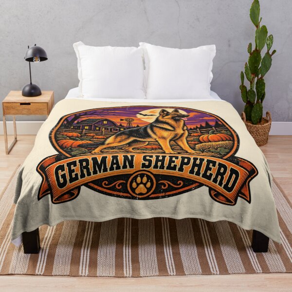 Item preview, German Shepherd Halloween Shirt – Retro Pumpkin Patch Guard Dog Badge Design designed and sold by Globalcitytees.