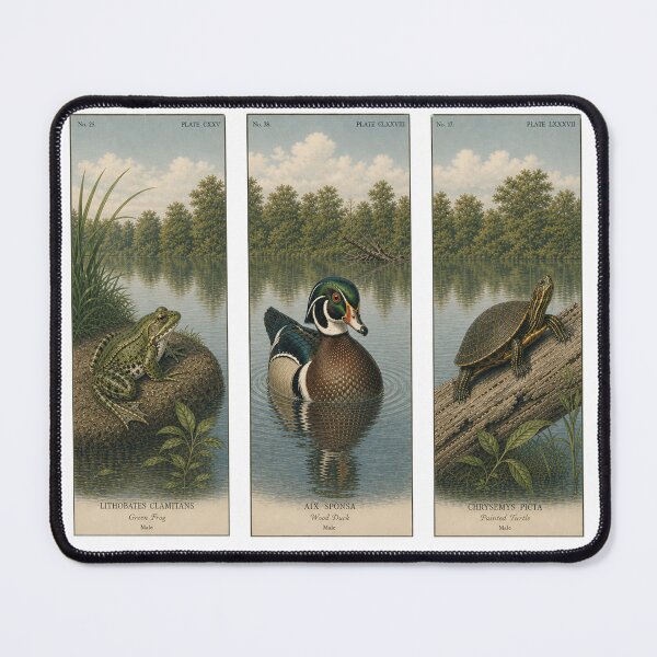 Item preview, Vintage Pond Life Triptych FDT designed and sold by 3rdBirdInk.