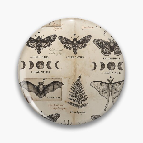 Item preview, Whimsigoth Botanical Specimens — Antique Moth Bat Fern Lunar Chart Halloween Seamless Pattern designed and sold by Amplify-n-Co.