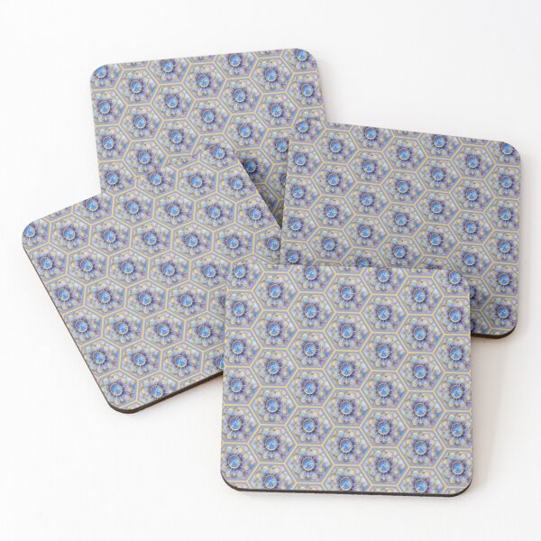 Item preview, Golden Lilac Hex Flower Pattern designed and sold by Shy Fractal Designs.
