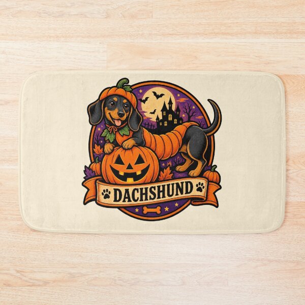 Item preview, Dachshund Halloween Shirt – Cute Wiener Dog Pumpkin Costume Retro Badge designed and sold by Globalcitytees.