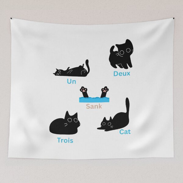 Item preview, French Cat Pun 'Un Deux Trois Cat Sank' Funny Pet Design designed and sold by SoyLamderma.
