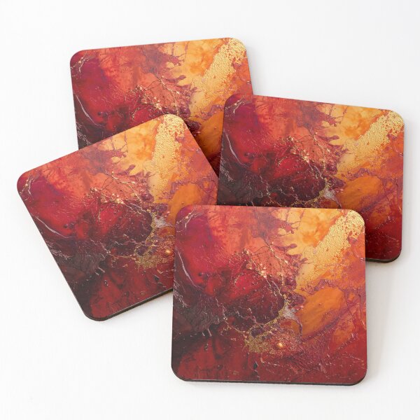 Item preview, Crimson and Gold Impasto Action Painting designed and sold by Harmonic_Layers.