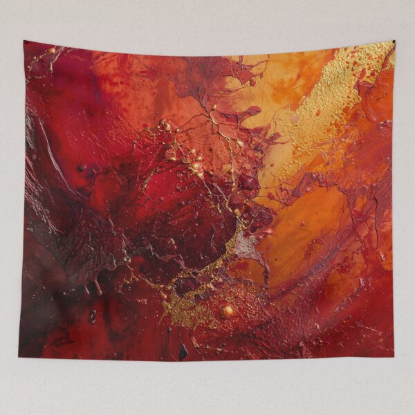 Aperçu de l'œuvre Peinture gestuelle en impasto cramoisi et or créée et vendue par Harmonic_Layers.