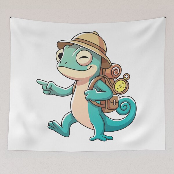 Item preview, Cute Explorer Gecko Backpack Cartoon Lizard Vector designed and sold by Rupesh-Art26.