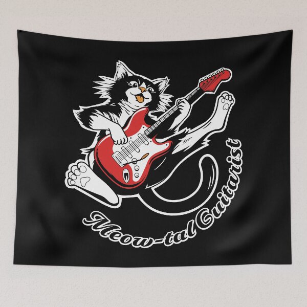 Item preview, Jumping Guitar Cat - Funny Rock Cat Shredding Electric Guitar_BK designed and sold by AckeeWolf.