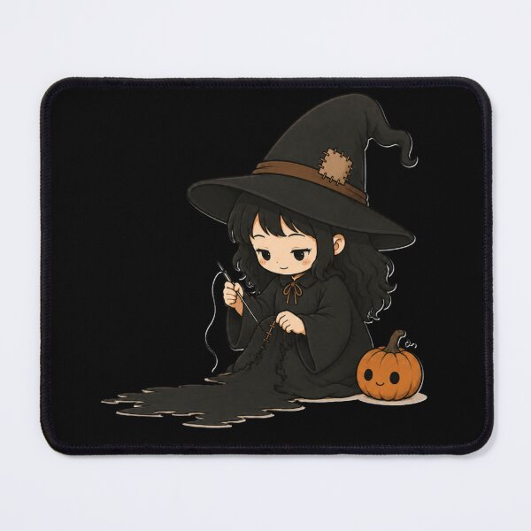 Item preview, Cute Halloween Witch Sewing Her Shadow – Kawaii Spooky Witch designed and sold by Golden Ember Studio.