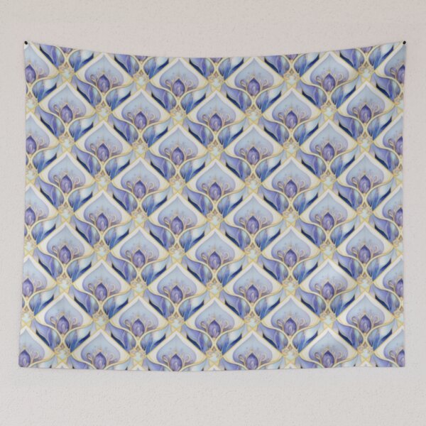 Item preview, Blue Lilac Damask Pattern designed and sold by Shy Fractal Designs.