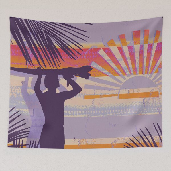 Item preview, Retro Dawn Surfer Vintage Sunset Beach Purple designed and sold by Karin Taylor.