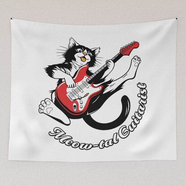 Item preview, Jumping Guitar Cat - Funny Rock Cat Shredding Electric Guitar_WH designed and sold by AckeeWolf.