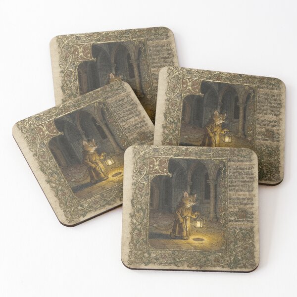 Item preview, Medieval Cat Lantern-Bearer designed and sold by PictorialWhimsy.