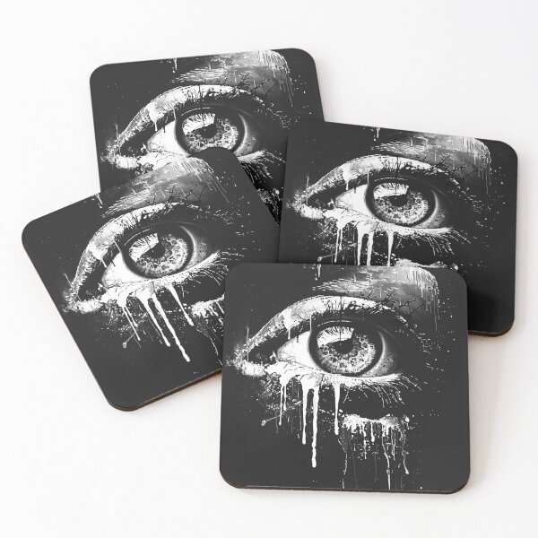 Item preview, Surreal Crying Eye with Dripping Paint Dark Grunge Vision Art designed and sold by inkoutninja.