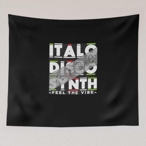 Item preview, Italo Disco Synth Feel The Vibe Retro Vintage Black designed and sold by Graphroad.