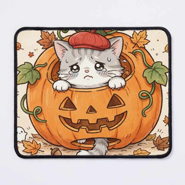 Item preview, Stuck In Pumpkin Kawaii Cat - Sad Halloween Kitten Fall Aesthetic - Freda Pumpkin Vibes designed and sold by MAISON SYLVIE.