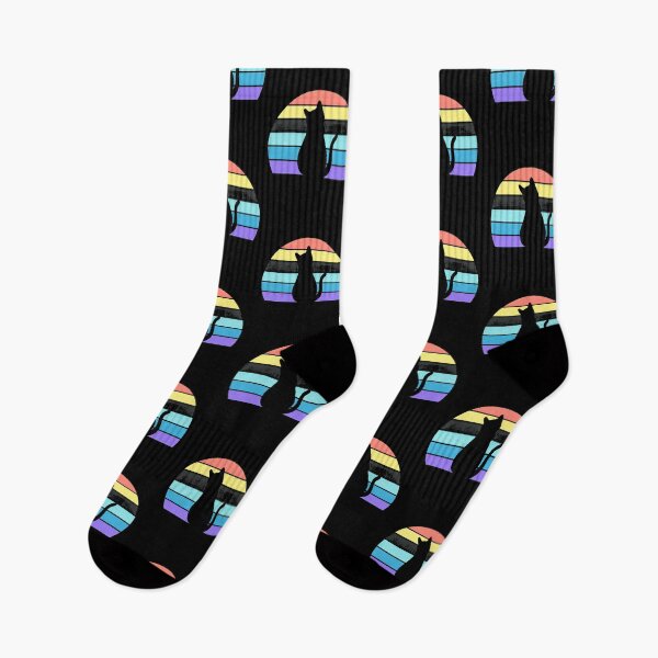 Item preview, Cat Retro Rainbow Sunset Silhouette designed and sold by SoyLamderma.