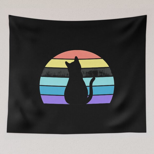 Item preview, Cat Retro Rainbow Sunset Silhouette designed and sold by SoyLamderma.