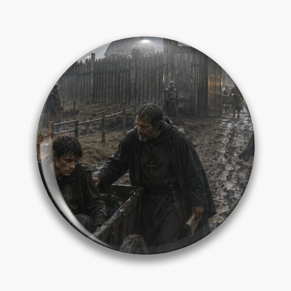 Item preview, Anglo-Saxon Sanctuary in the Rain | Viking Age Britain Historical Fantasy Art | Dark Medieval Monastery Refuge Print designed and sold by Element Horizon Studio.