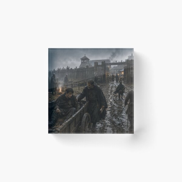 Item preview, Anglo-Saxon Sanctuary in the Rain | Viking Age Britain Historical Fantasy Art | Dark Medieval Monastery Refuge Print designed and sold by Element Horizon Studio.