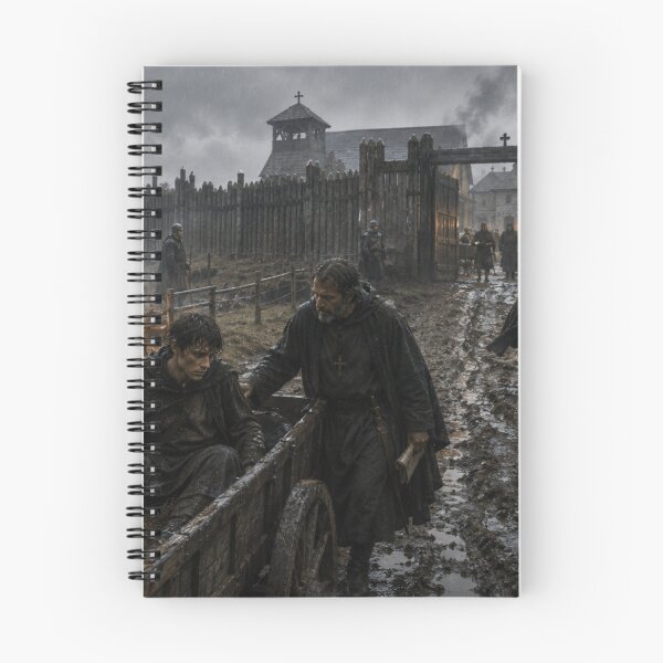 Item preview, Anglo-Saxon Sanctuary in the Rain | Viking Age Britain Historical Fantasy Art | Dark Medieval Monastery Refuge Print designed and sold by Element Horizon Studio.