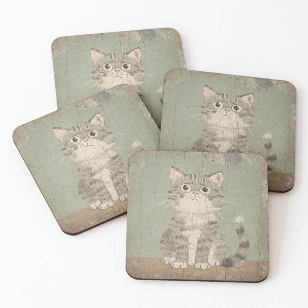 Item preview, Bewildered Scottish Fold Folk Art designed and sold by PictorialWhimsy.