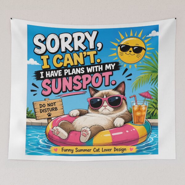 Item preview, Sorry I Can't, I Have Plans With My Sunspot – Funny Summer Cat designed and sold by shopevermint.