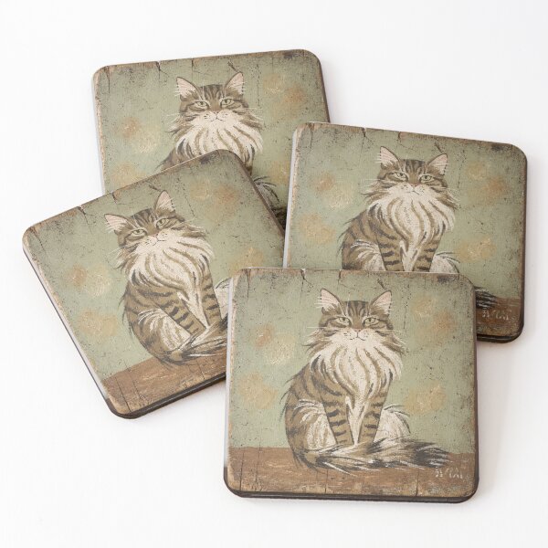 Item preview, Regal Norwegian Forest Cat Folk Painting designed and sold by PictorialWhimsy.