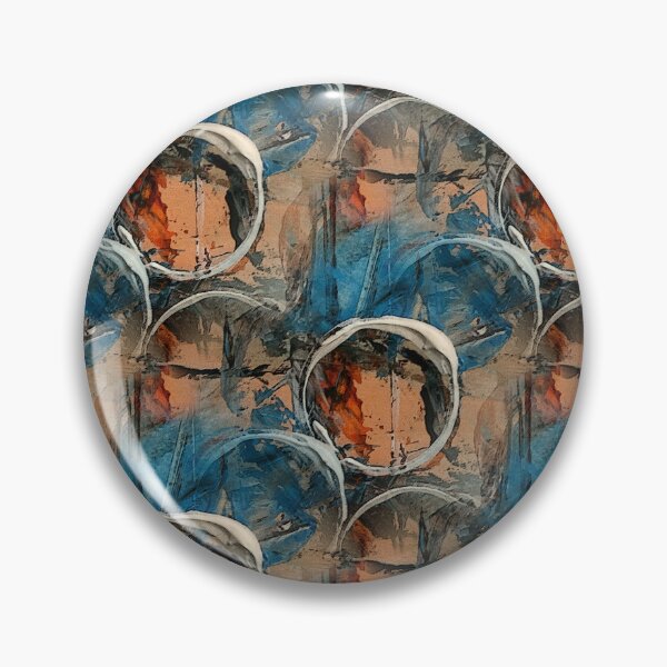 Item preview, White Painterly Circle Pattern in Orange and Blue designed and sold by Artistestella.