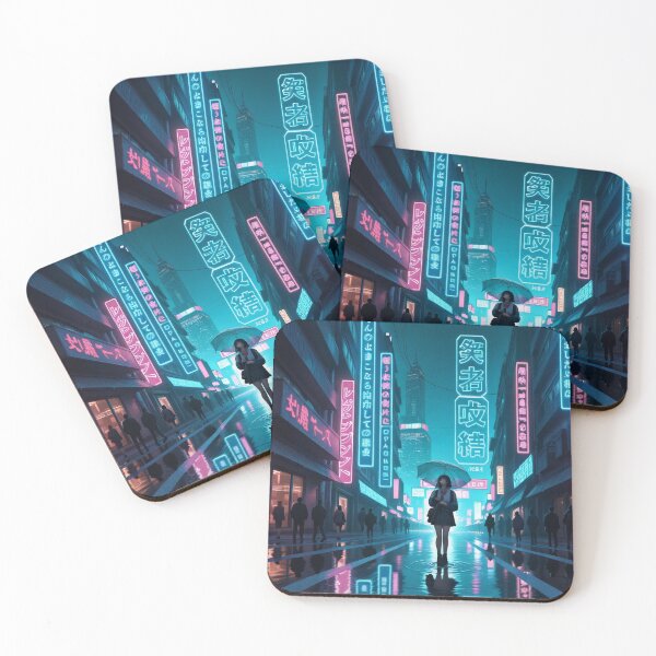 Item preview, Neon Woman in the Rain - Cyberpunk Street designed and sold by rolfzogg ART.