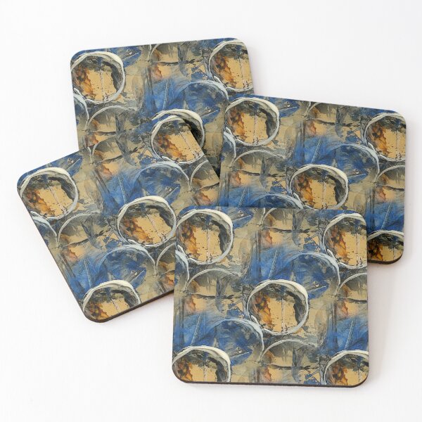 Item preview, White Painterly Circle Pattern in Yellow and Blue designed and sold by Artistestella.