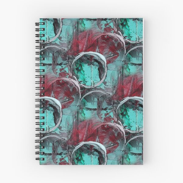 Item preview, White Painterly Circle Pattern on Red and Aquamarine designed and sold by Artistestella.