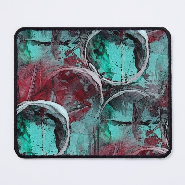 Item preview, White Painterly Circle Pattern on Red and Aquamarine designed and sold by Artistestella.