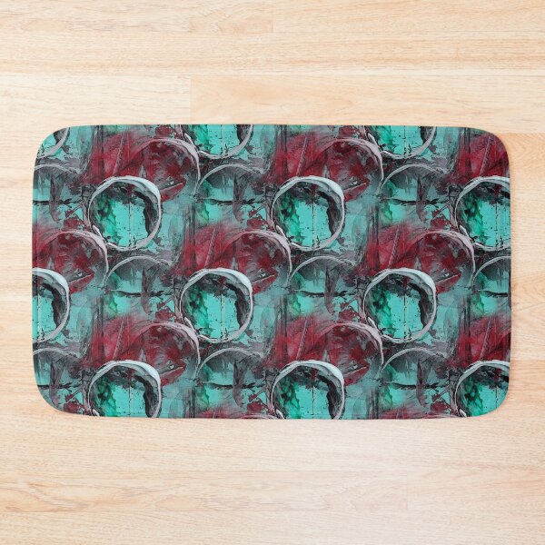 Item preview, White Painterly Circle Pattern on Red and Aquamarine designed and sold by Artistestella.