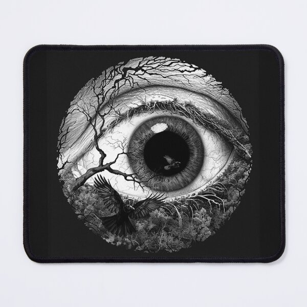 Item preview, Surreal Eye with Ravens and Branches Dark Nature Vision Art designed and sold by inkoutninja.