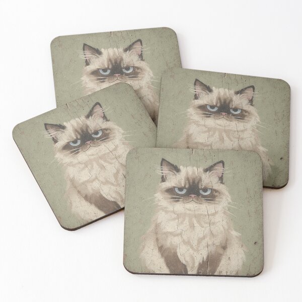 Item preview, Drowsy Ragdoll Cat Folk Portrait designed and sold by PictorialWhimsy.