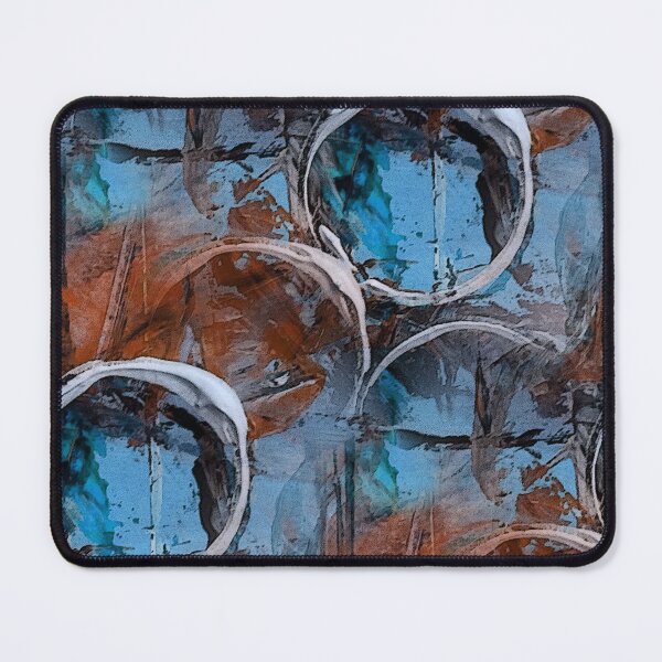Item preview, White Painterly Circle Pattern on Brown and Blue designed and sold by Artistestella.