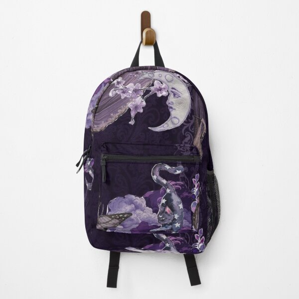 Item preview, Purple Whimsigoth Moon: Celestial Gothic Cat Aesthetic designed and sold by BrontesWhimsyStore.