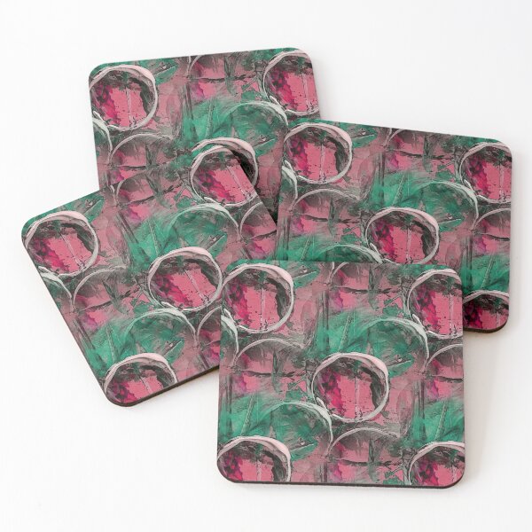 Item preview, White Painterly Circle Pattern in Pink and Green designed and sold by Artistestella.