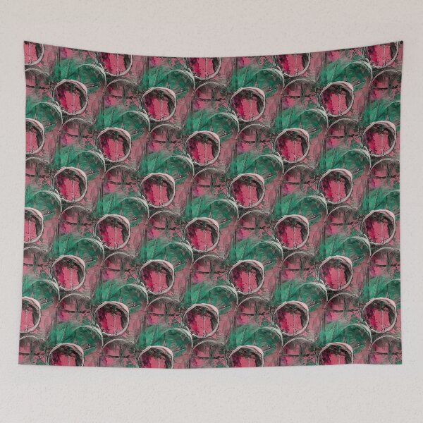 Item preview, White Painterly Circle Pattern on Pink and Green designed and sold by Artistestella.
