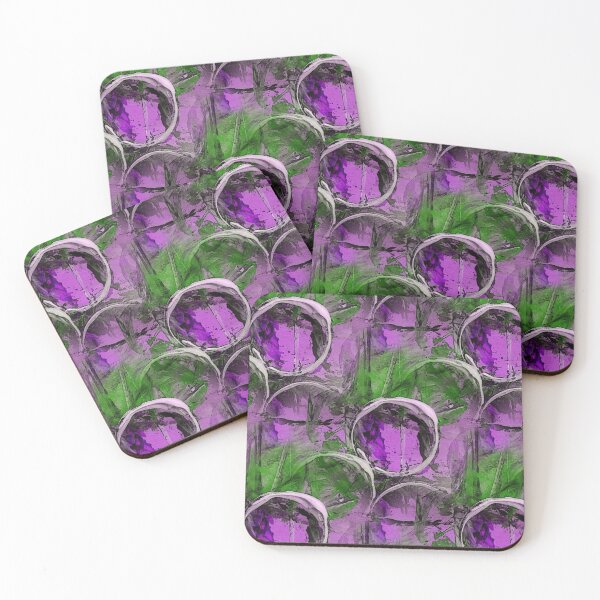 Item preview, White Painterly Circle Pattern in Mauve and Green designed and sold by Artistestella.