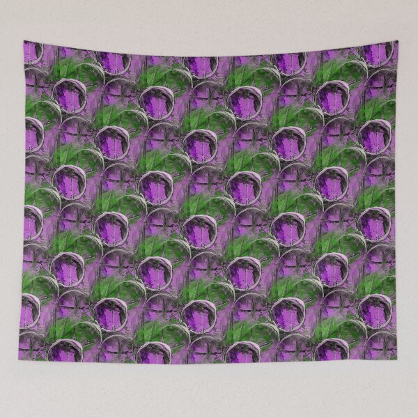 Item preview, White Painterly Circle Pattern on Mauve and Green designed and sold by Artistestella.