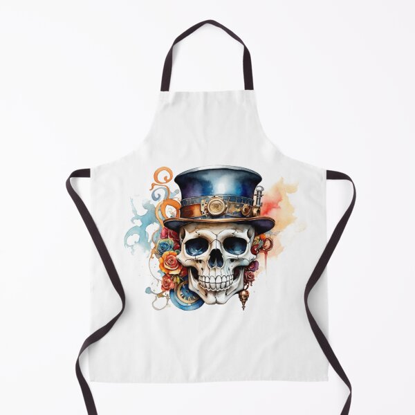 Item preview, Steampunk skull with top hat – watercolor with roses & gears designed and sold by Rose Design & Photos.